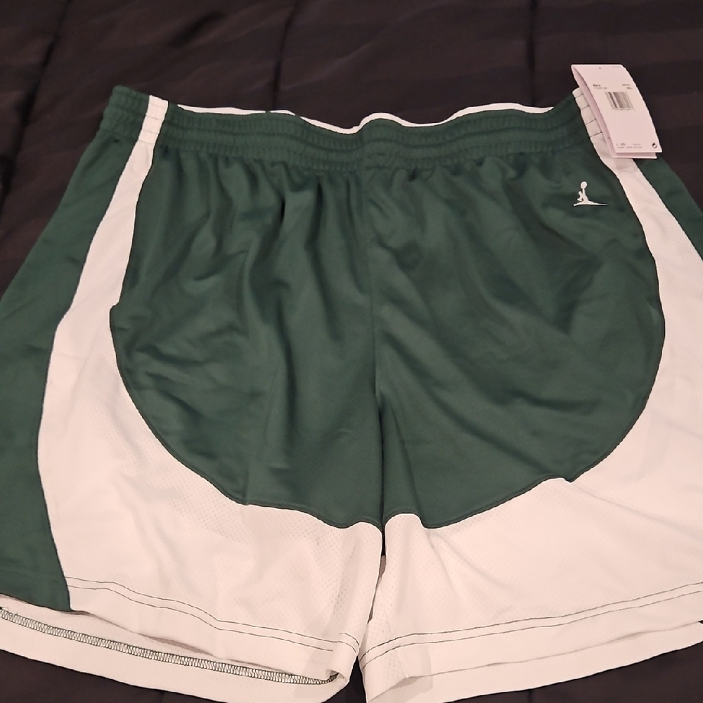 Green and White Athletic Shorts